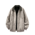 Men's Vintage Stand-Collar Casual Jacket in Taupe Grey, product view