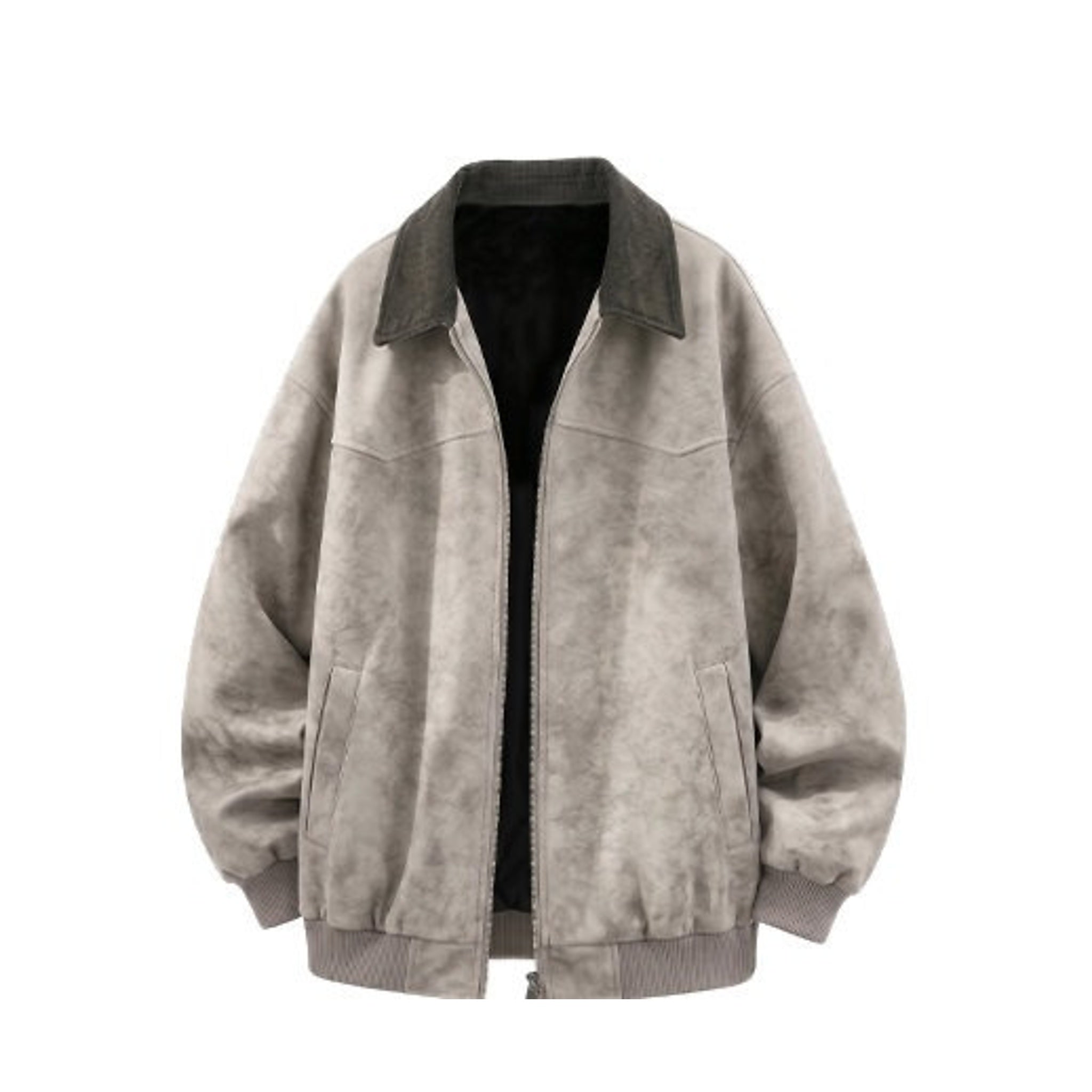 Men's Vintage Stand-Collar Casual Jacket in Taupe Grey, product view