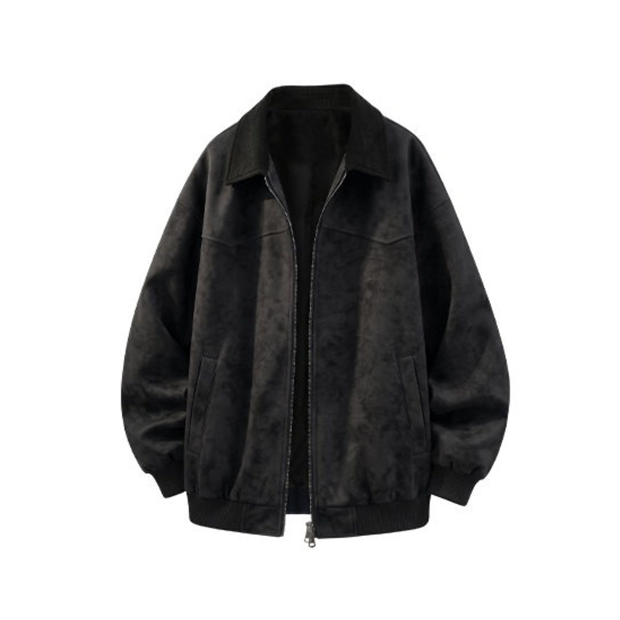 Men's Vintage Stand-Collar Casual Jacket in Black, product view