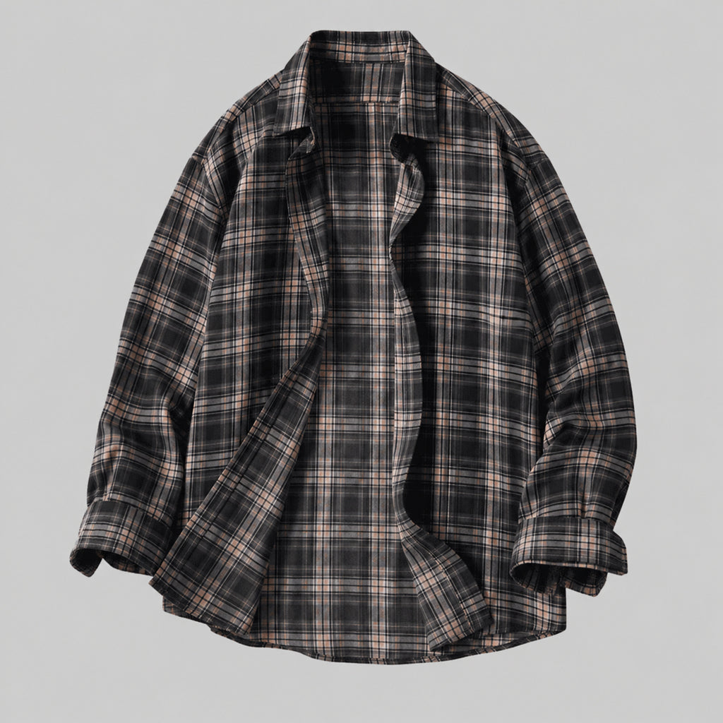 VAREN FORM Men's Lightweight Plaid Long Sleeve Shirt front model view