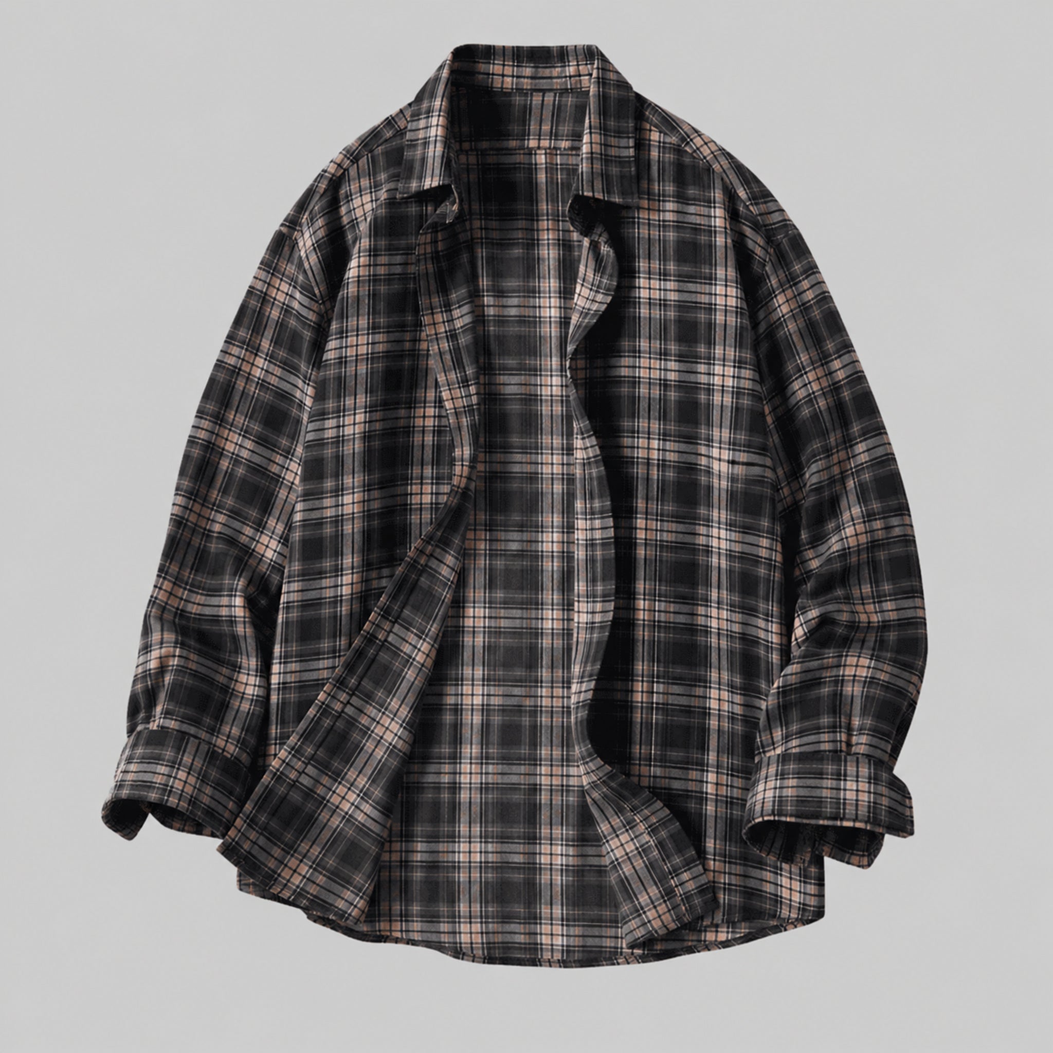 VAREN FORM Men's Lightweight Plaid Long Sleeve Shirt front model view