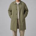 VAREN FORM Men's Olive Balmacaan Long Coat front model view