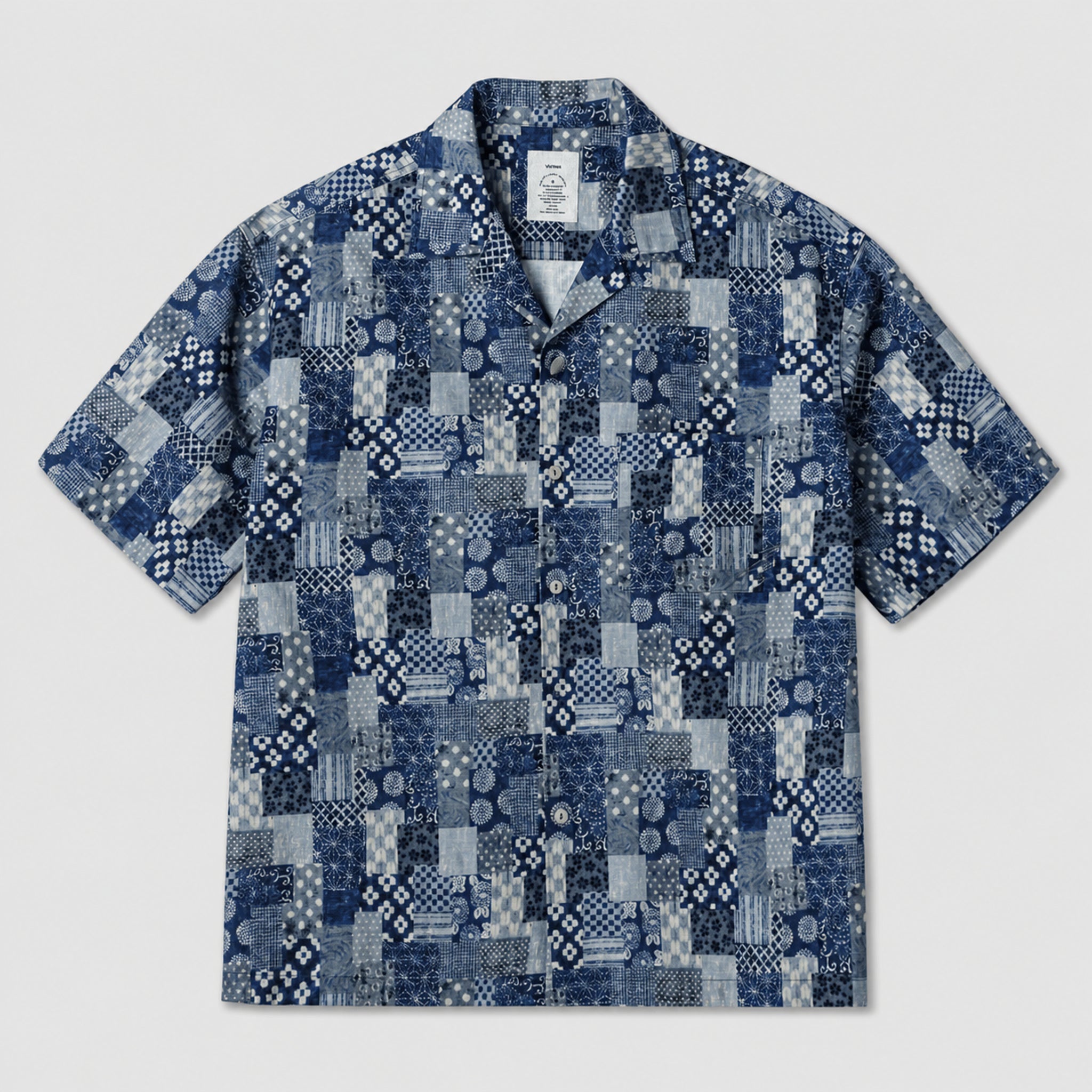 VAREN FORM Men's Boro Patchwork Short Sleeve Shirt product front view