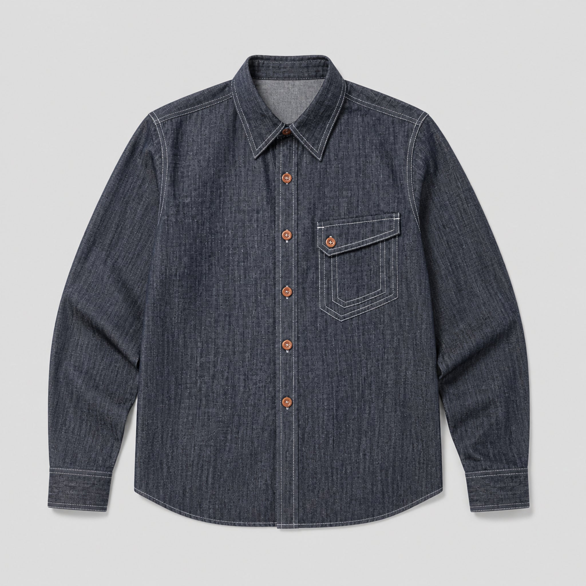 VAREN FORM Men's Western Denim Long Sleeve Shirt product front view