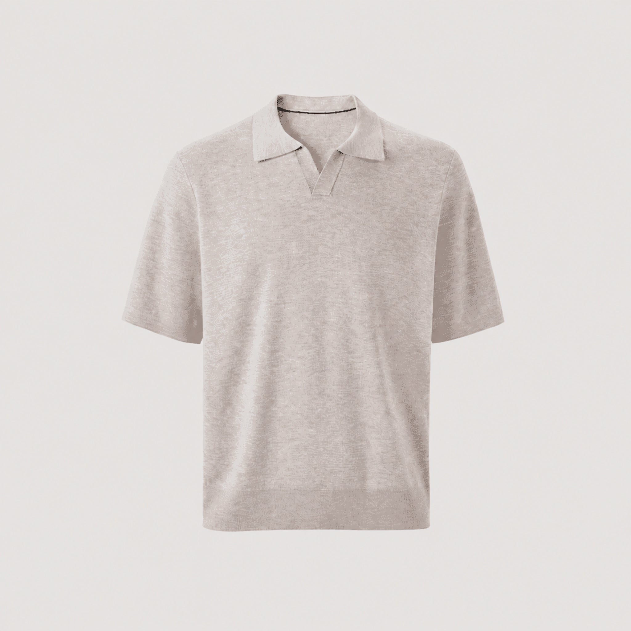 VAREN FORM Men's Silk Wool Open Collar Knit Polo product front view