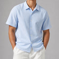 VAREN FORM Men's Coastal Stripe Long Sleeve Shirt front model view