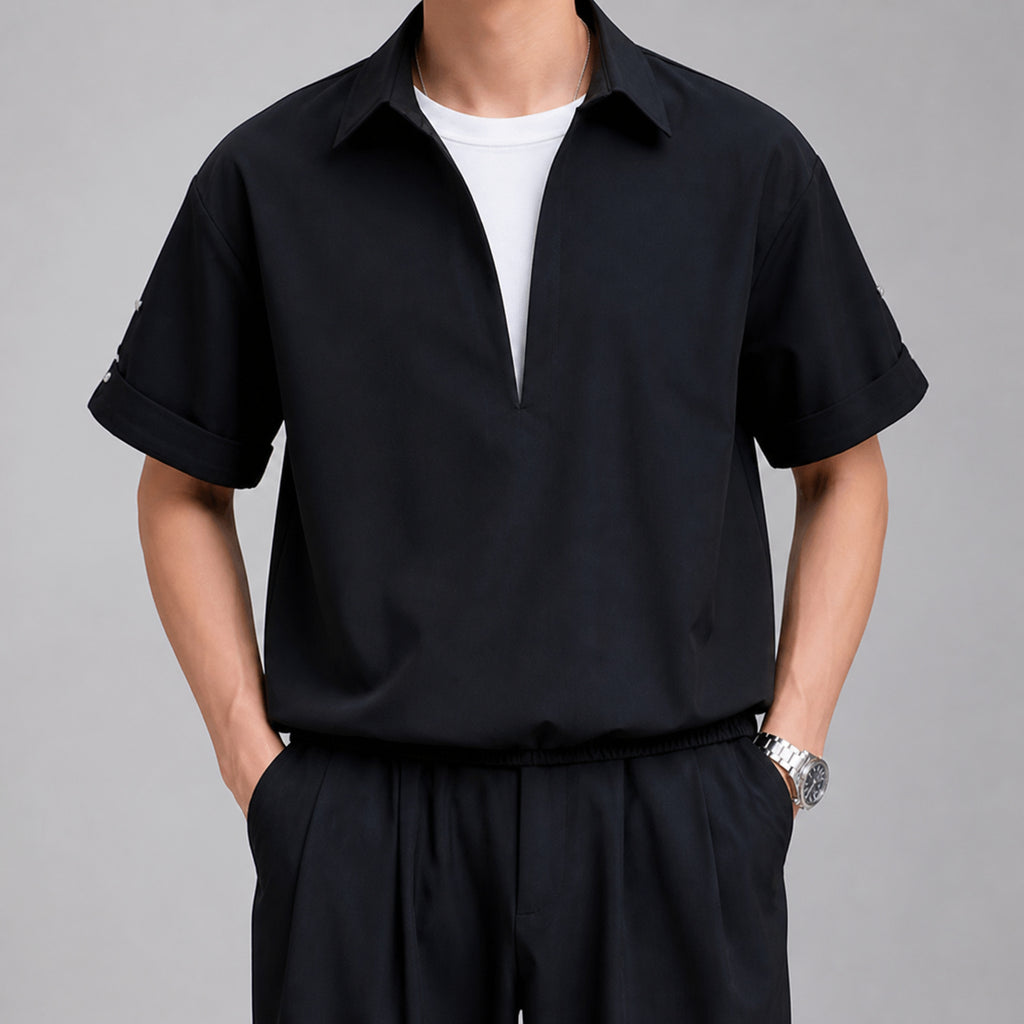 VAREN FORM Men's Layered-Look Short Sleeve Shirt front model view