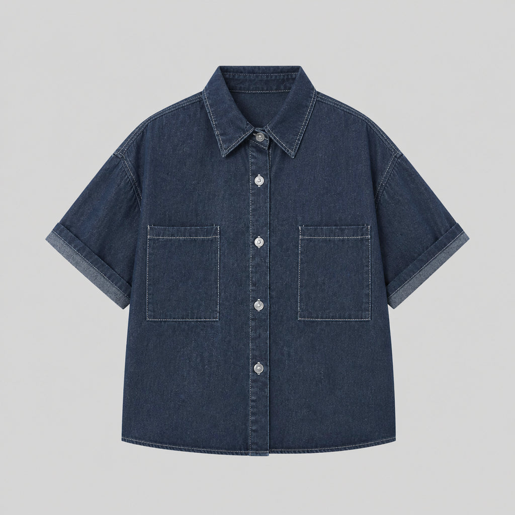 VAREN FORM Men's Washed Denim Short Sleeve Shirt product front view