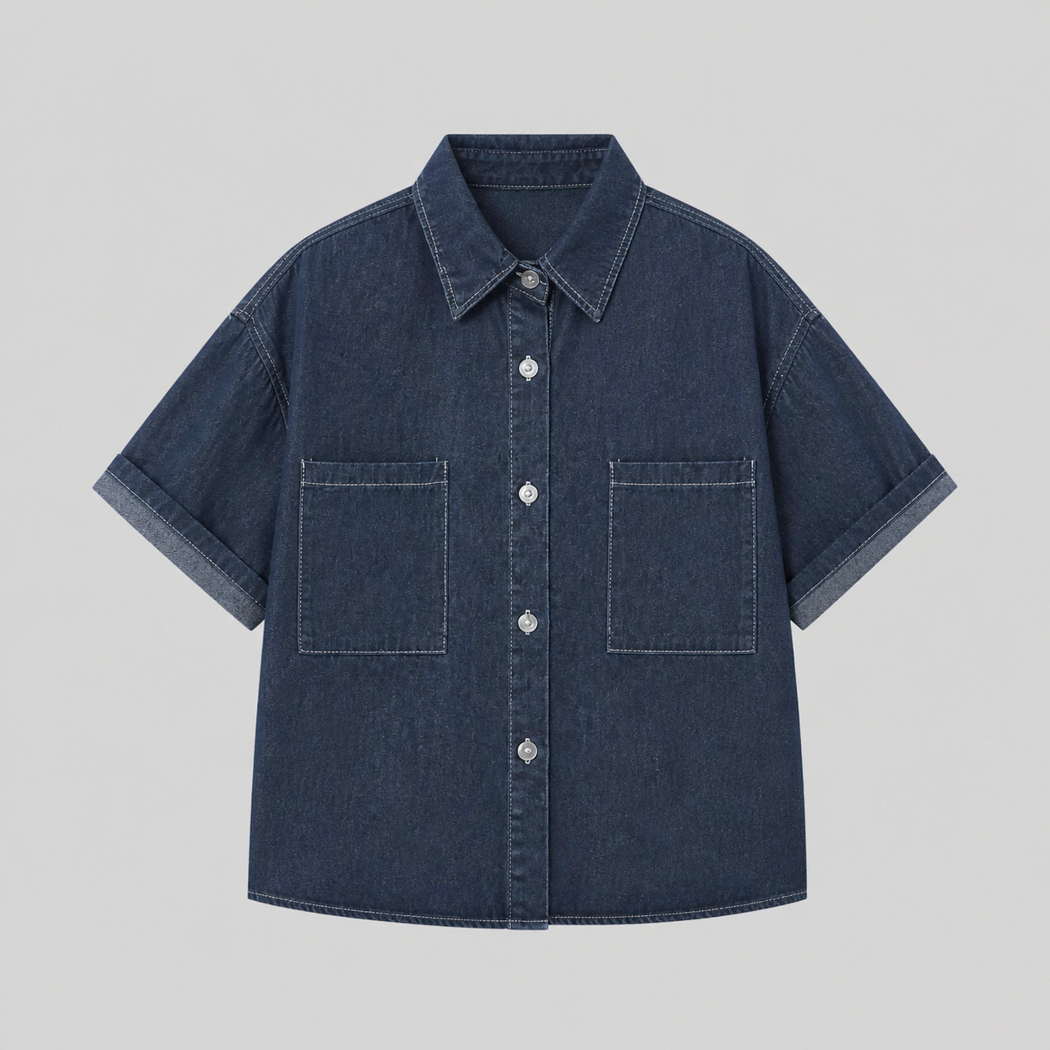 VAREN FORM Men's Washed Denim Short Sleeve Shirt product front view