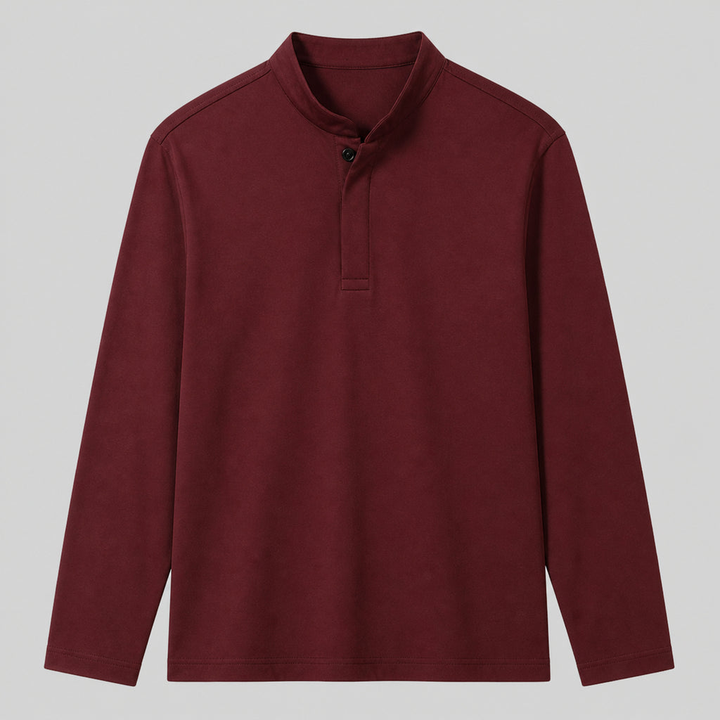 VAREN FORM Men's Contrast Henley Long Sleeve Polo product front view