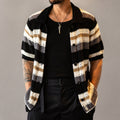 VAREN FORM Men's Open-Knit Stripe Short Sleeve Shirt front model view