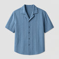 VAREN FORM Men's Open-Knit Cuban Collar Short Sleeve Shirt front model view