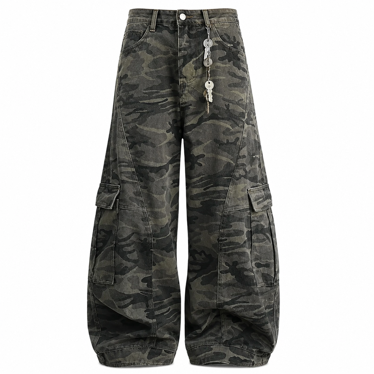 VAREN FORM Camo Barrel Cargo Pants in Olive Camo