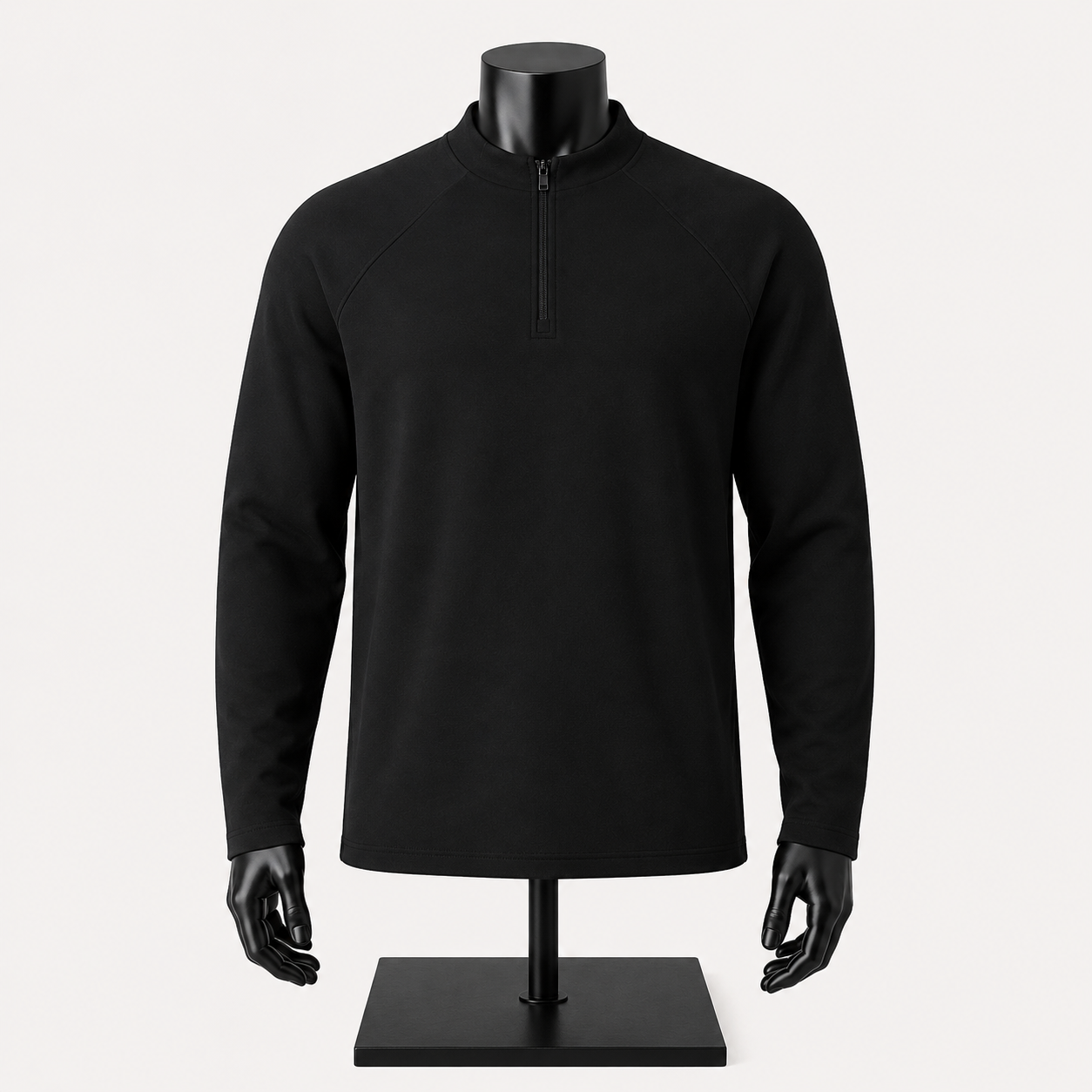 VAREN FORM Double-Fleece Half-Zip Outdoor Pullover in black front view