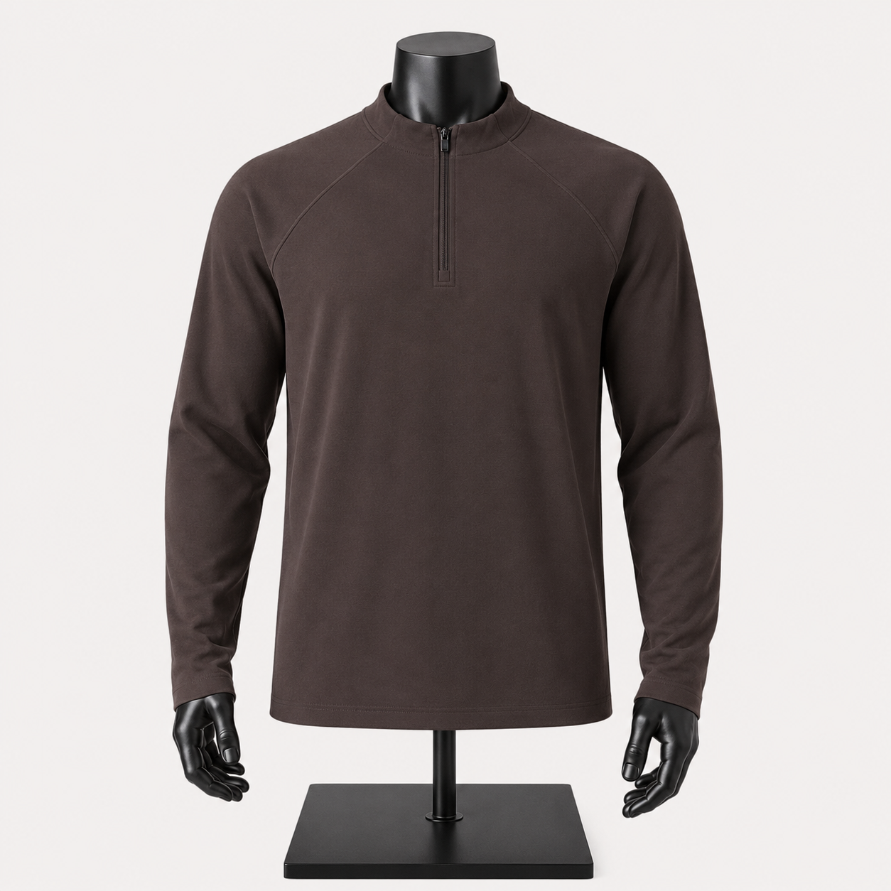 VAREN FORM Double-Fleece Half-Zip Outdoor Pullover in dark brown view 2 view