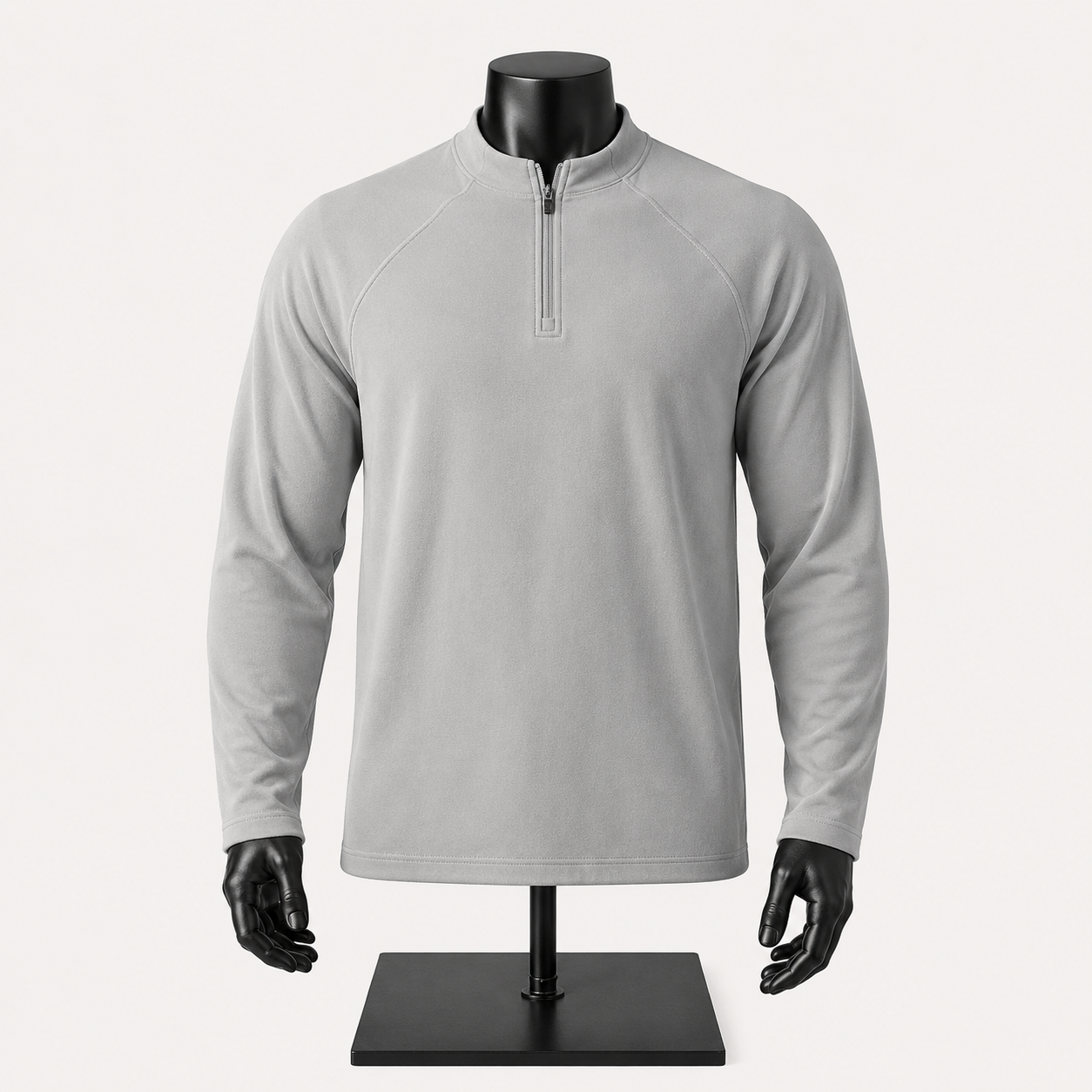 VAREN FORM Double-Fleece Half-Zip Outdoor Pullover in light grey view 3 view