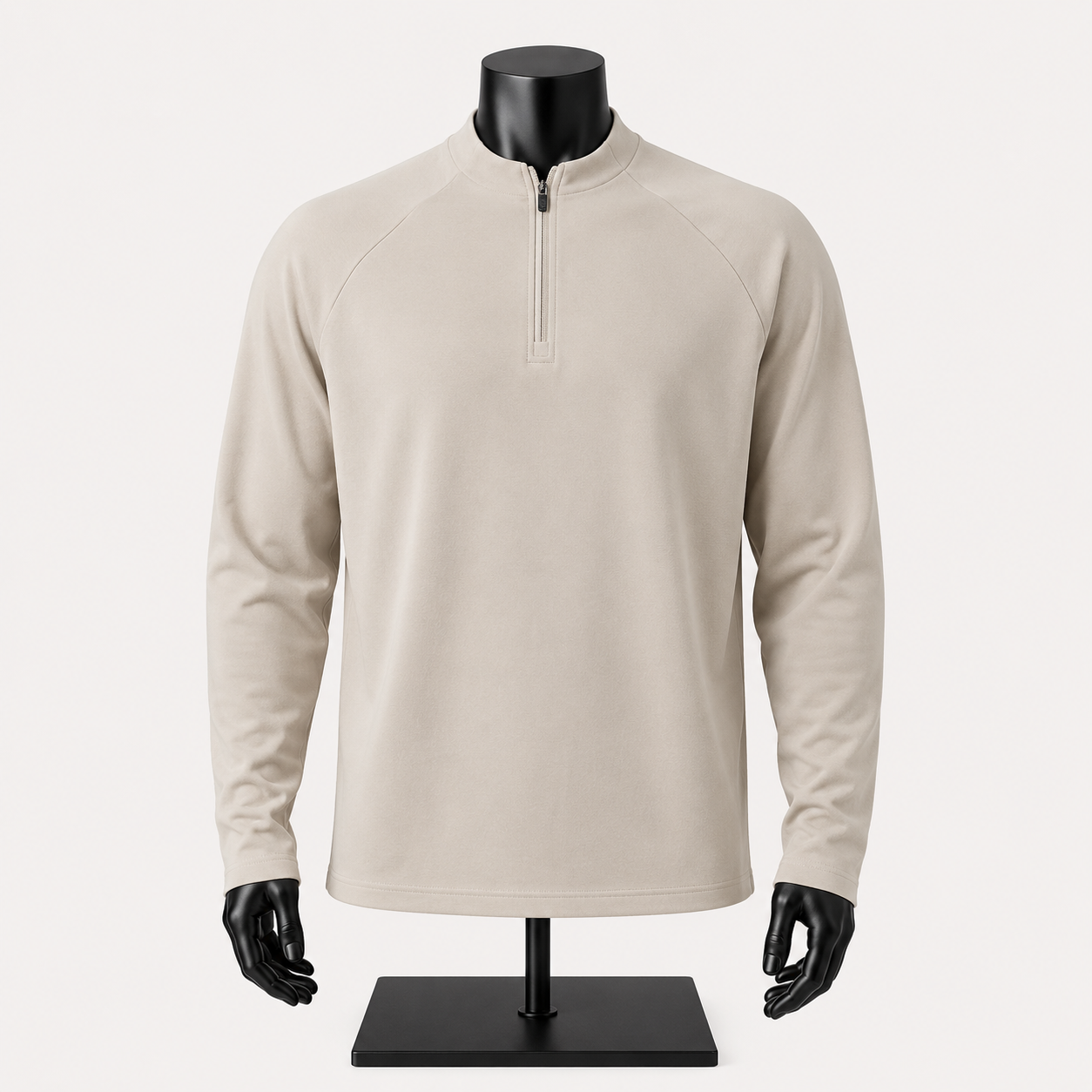 VAREN FORM Double-Fleece Half-Zip Outdoor Pullover in sand beige view 5 view