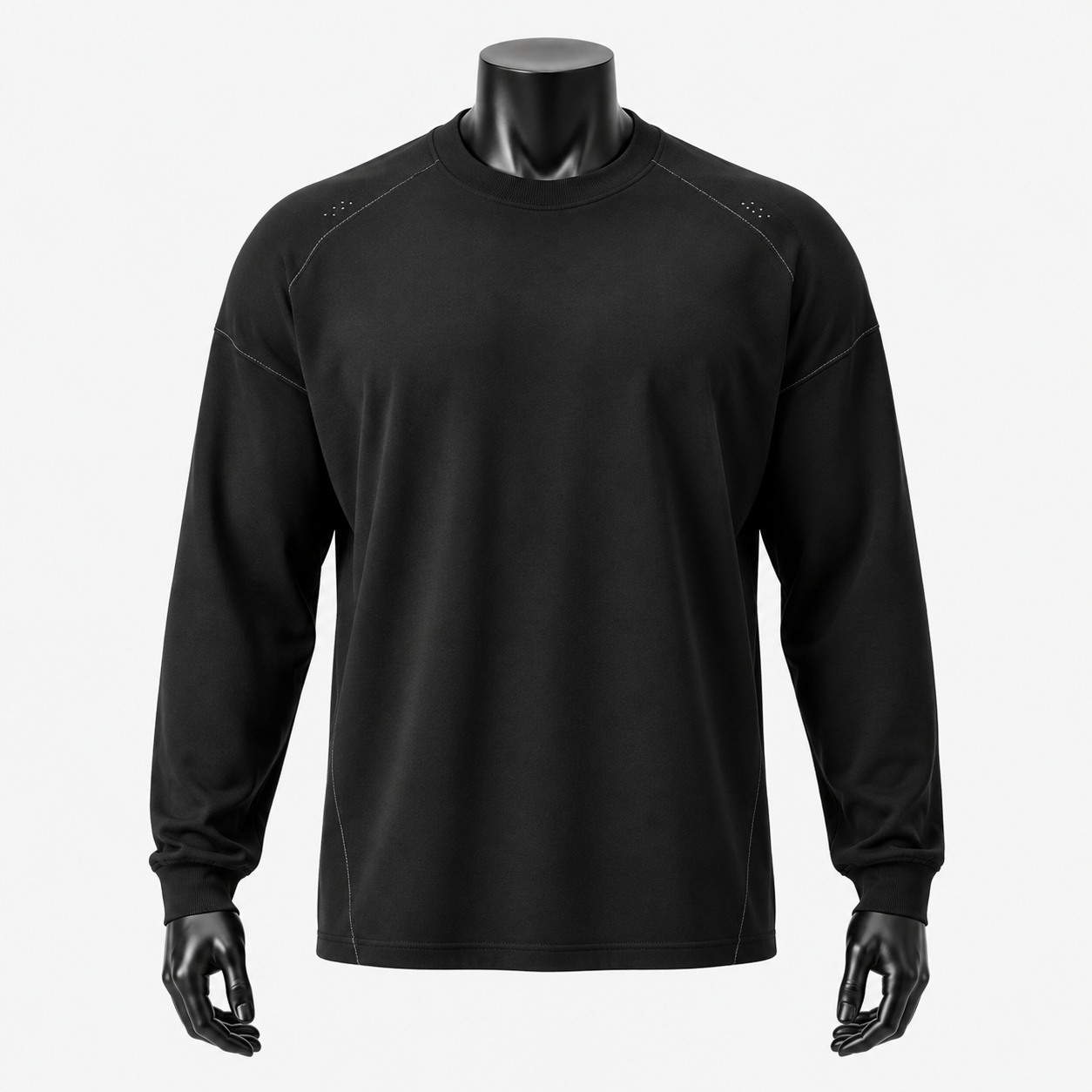 VAREN FORM Dragon Scale Lightweight Long Sleeve Tee in iron black view 4 view