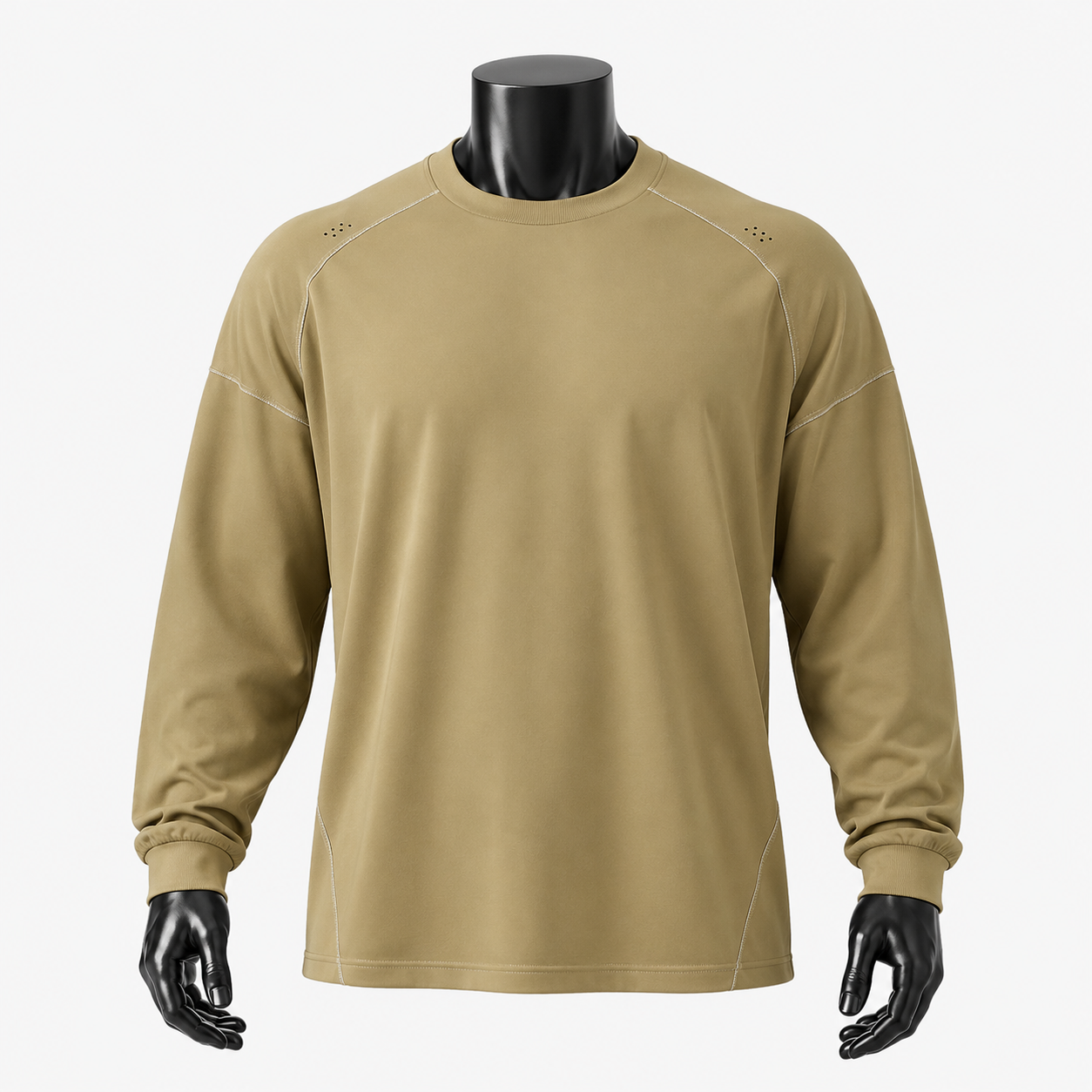 VAREN FORM Dragon Scale Lightweight Long Sleeve Tee in mud green view 3 view