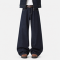 VAREN FORM Embroidered Wide-Leg Denim Jeans in Indigo Navy for men's gym-to-street wear