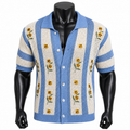 VAREN FORM Floral Embroidered Open-Knit Shirt in Blue Floral for men's gym-to-street wear