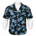VAREN FORM Floral Resort Camp Shirt in Black Floral for men's gym-to-street wear