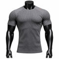 VAREN FORM Honeycomb Texture Stretch Training Tee in Charcoal Grey for men's gym-to-street wear