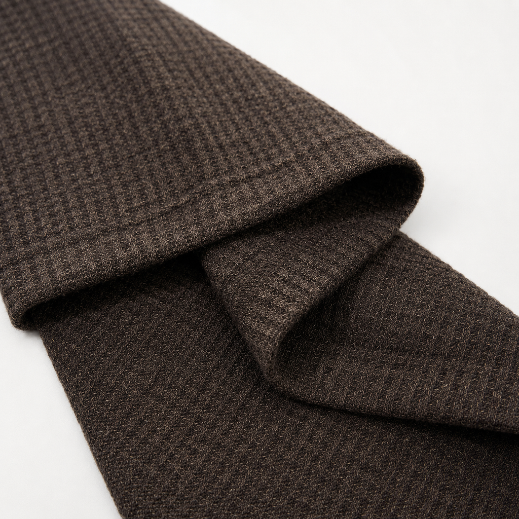 VAREN FORM Italian Collar Long Sleeve Polo in dark brown view 5 view