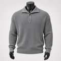 VAREN FORM Italian Collar Long Sleeve Polo in grey front view