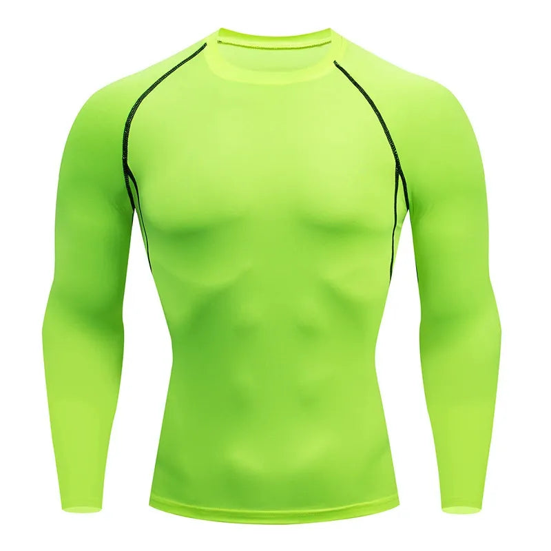VAREN FORM Long Sleeve Compression Training Top in neon green view 6 view