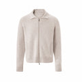 Men's 18-Gauge Fine-Knit Wool Zip Cardigan in light gray - product