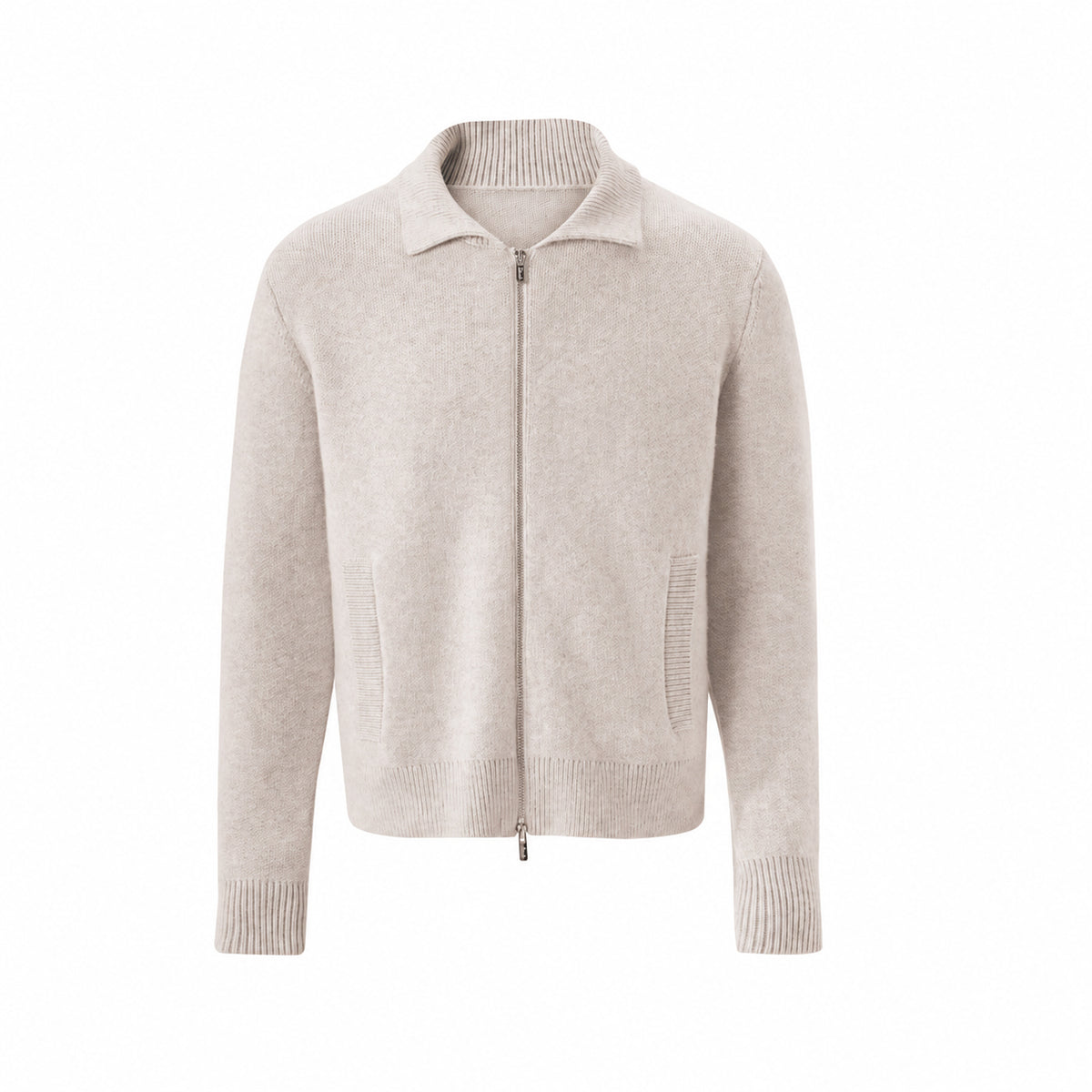 Men's 18-Gauge Fine-Knit Wool Zip Cardigan in light gray - product