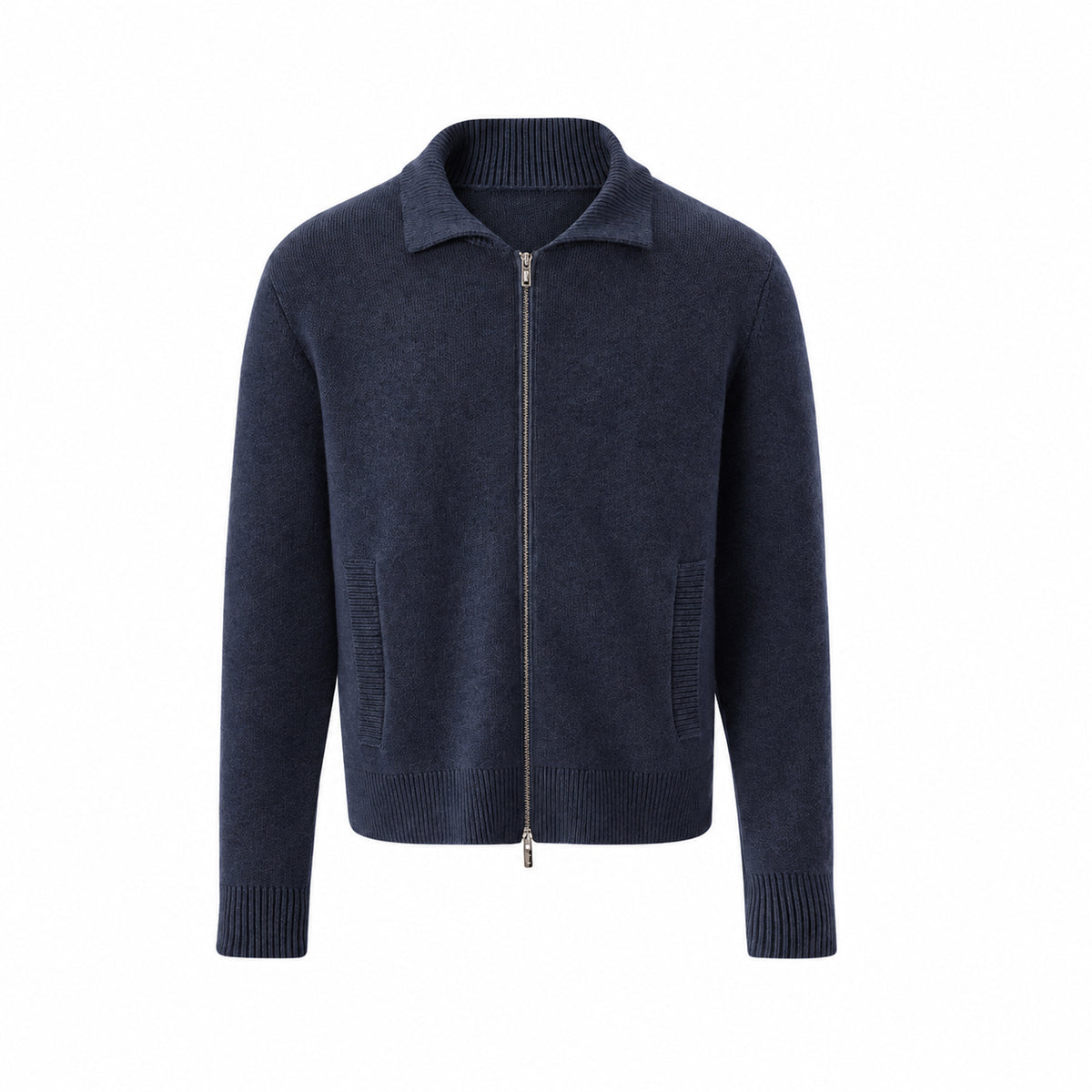 Men's 18-Gauge Fine-Knit Wool Zip Cardigan in navy - product