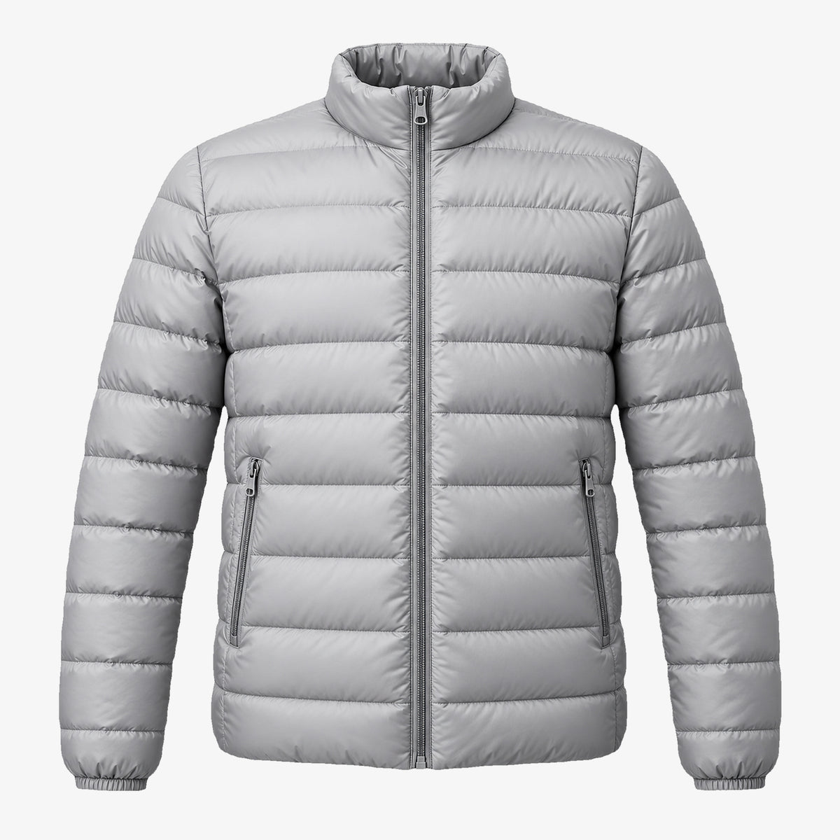 Men's 90% White Duck Down Quilted Jacket in light gray - product