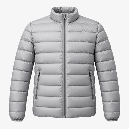 Men's 90% White Duck Down Quilted Jacket in light gray - product