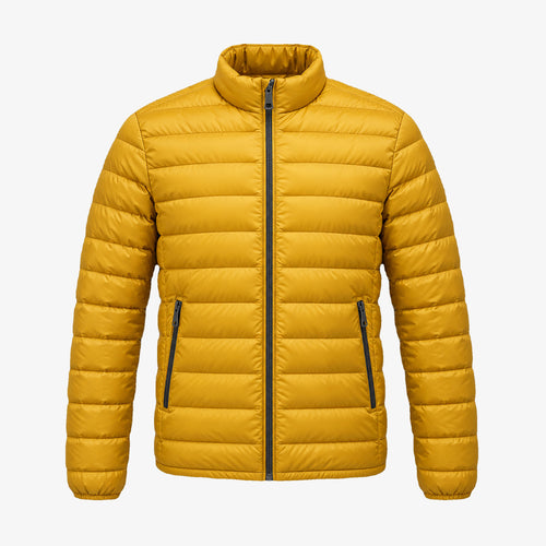 Men's 90% White Duck Down Quilted Jacket in light blue - product