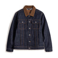 Men's Corduroy-Collar Denim Trucker Jacket in blue - product view