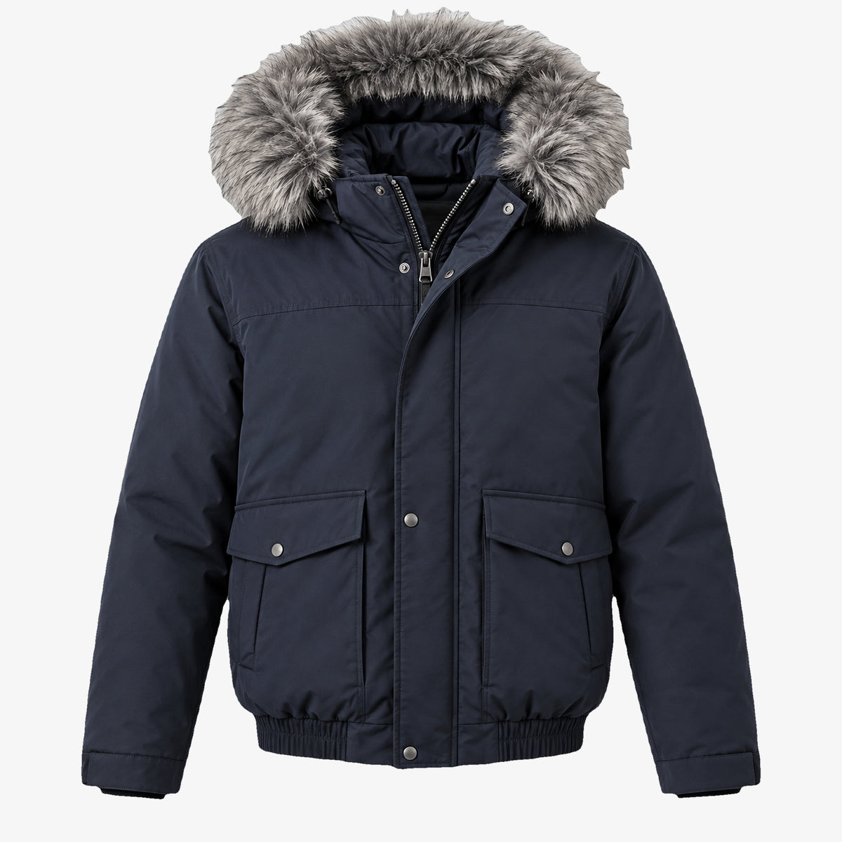 Men's Detachable-Fur-Trim Hooded Parka in dark gray - product