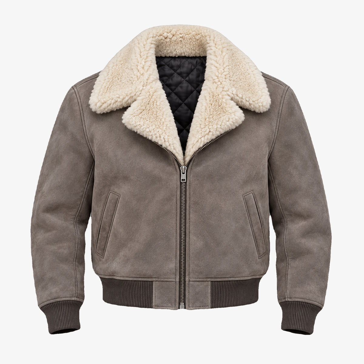 Men's Faux-Suede-Look Fleece-Lined Jacket in gray-brown - product