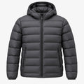 Men's Hooded 90% White Duck Down Puffer Jacket in light gray - product