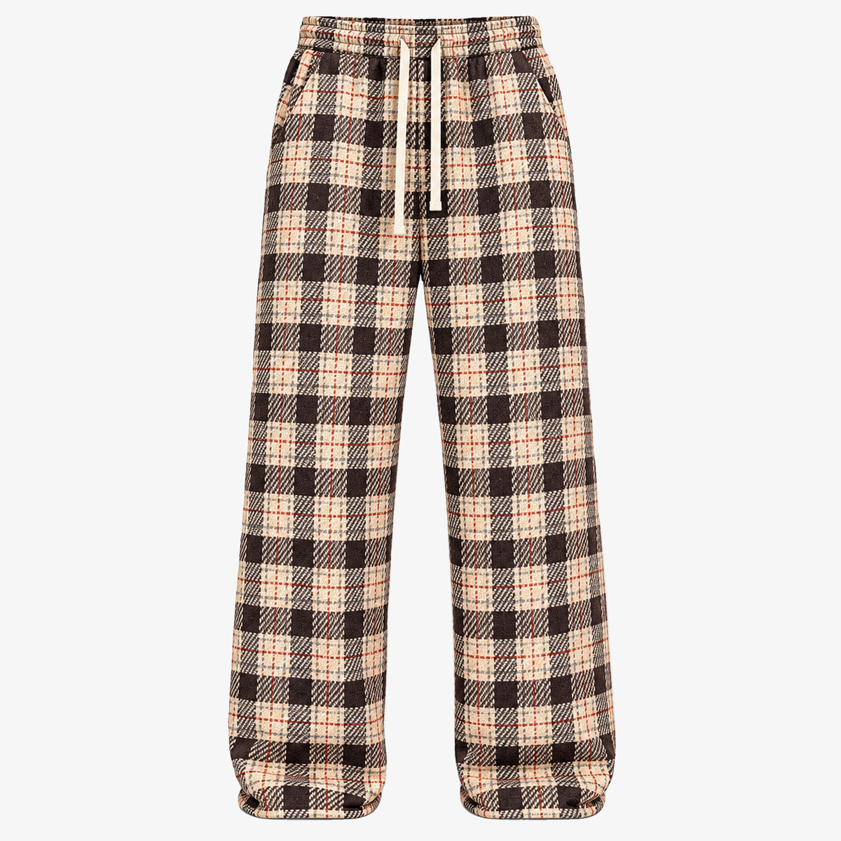 Men's Plus-Size Plaid Wool-Look Straight-Leg Trousers in brown plaid - product