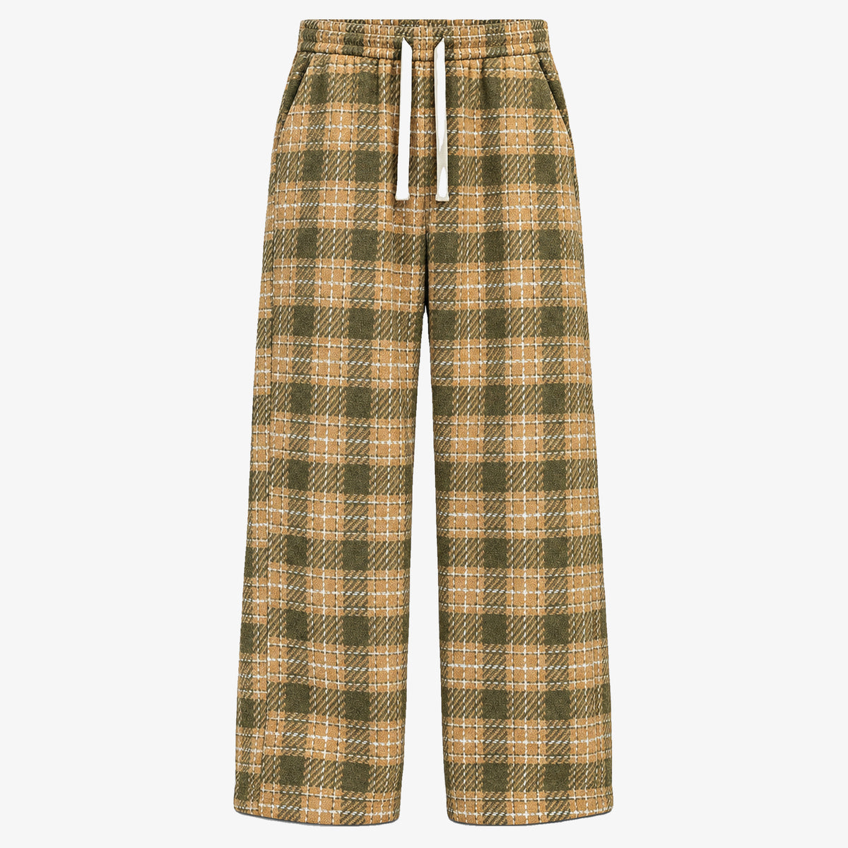 Men's Plus-Size Plaid Wool-Look Straight-Leg Trousers in green plaid - product