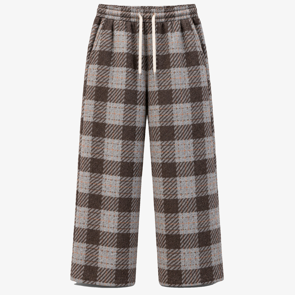 Men's Plus-Size Plaid Wool-Look Straight-Leg Trousers in charcoal plaid - product