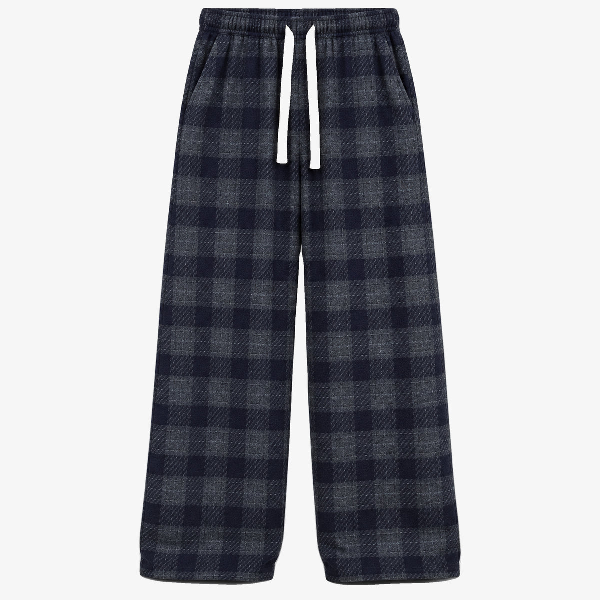 Men's Plus-Size Plaid Wool-Look Straight-Leg Trousers in navy plaid - product