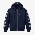 Men's Rhinestone Star Zip-Up Hoodie in light gray - product
