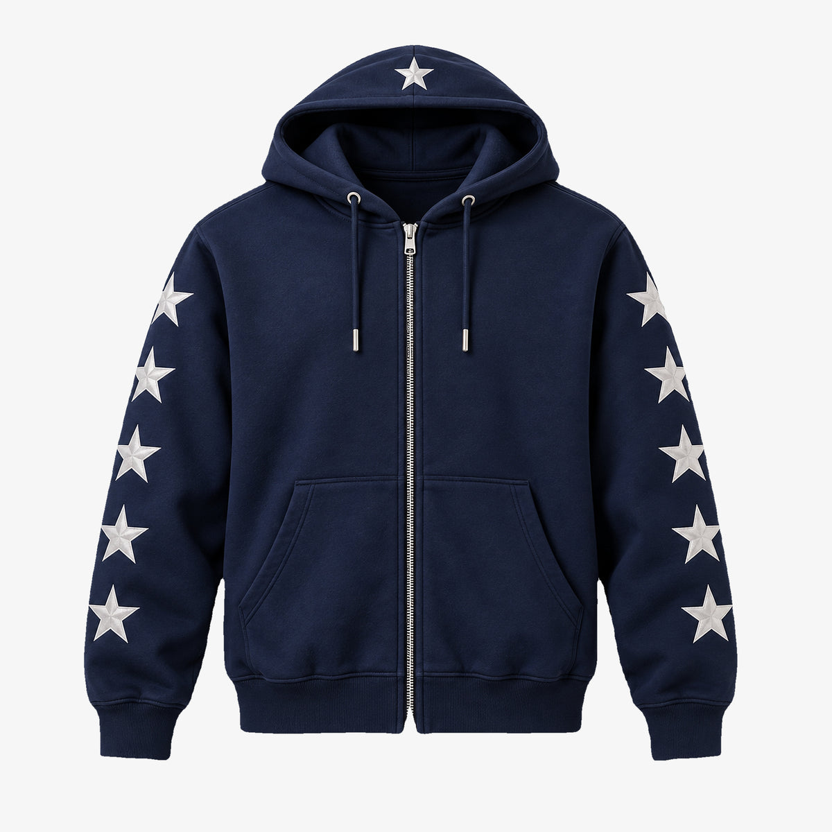 Men's Rhinestone Star Zip-Up Hoodie in light gray - product