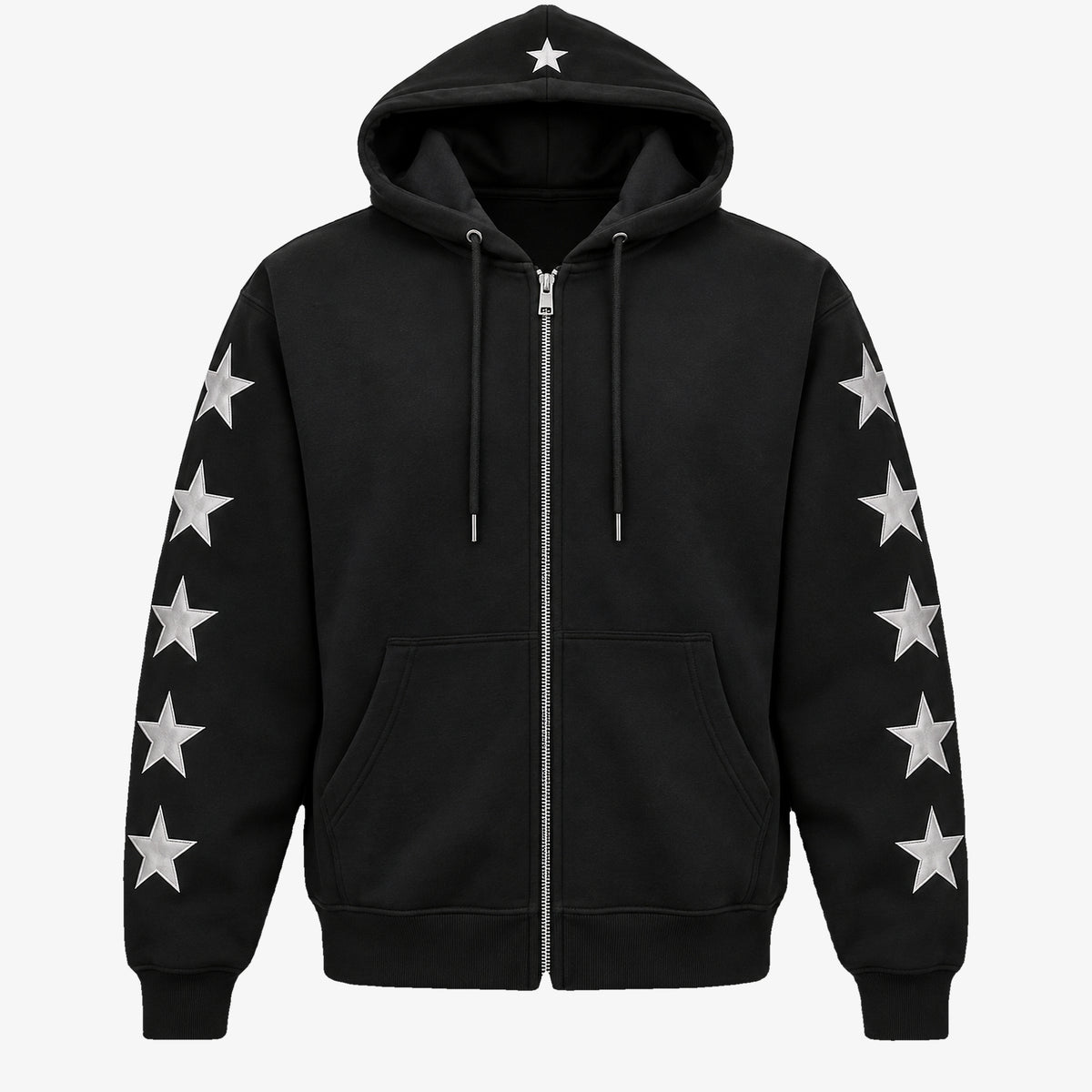 Men's Rhinestone Star Zip-Up Hoodie in burgundy - product