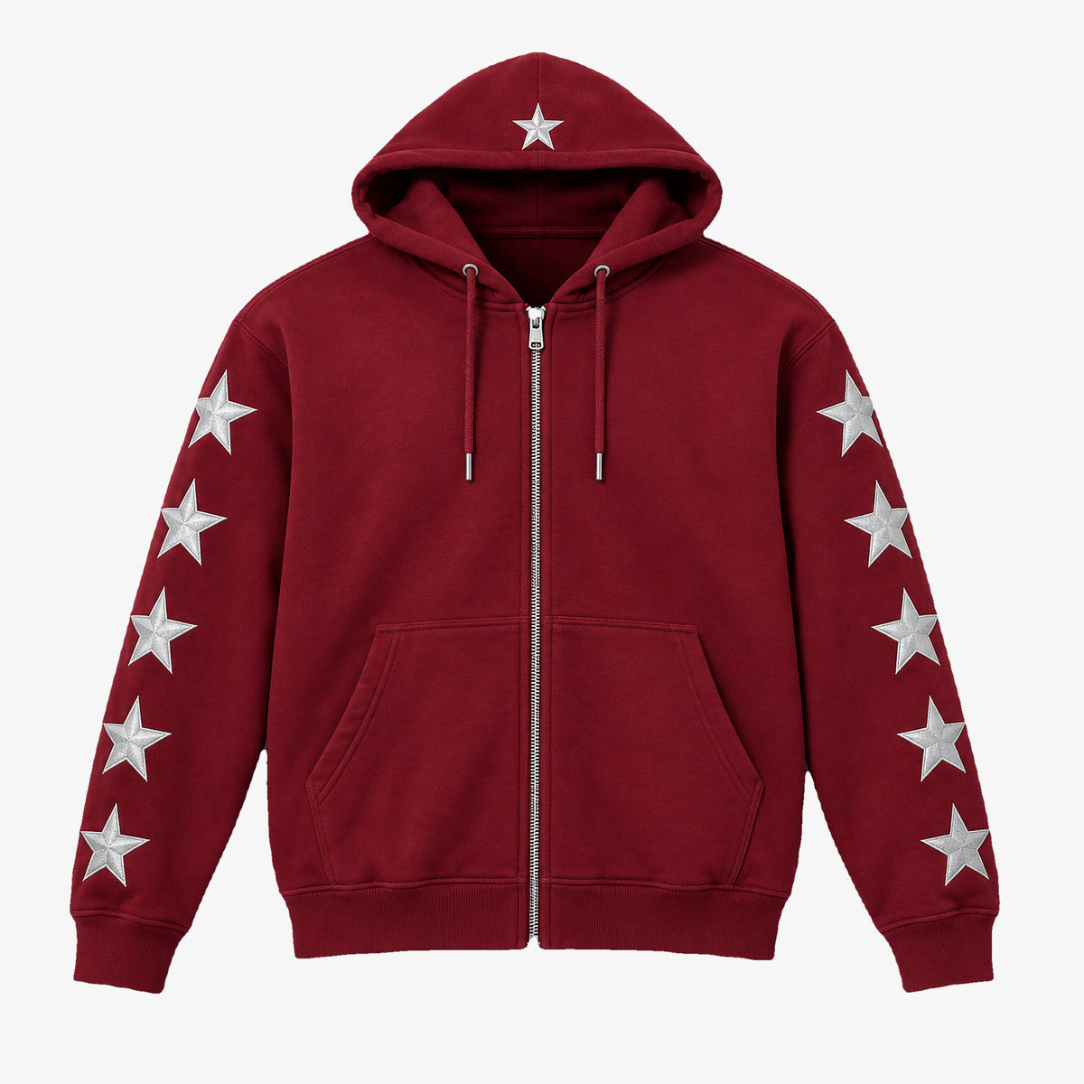 Men's Rhinestone Star Zip-Up Hoodie in black - product