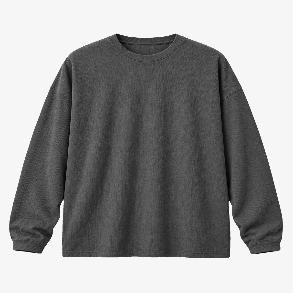 Men's Textured Long-Sleeve Crewneck T-Shirt in dark gray - product