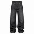 VAREN FORM Minimal Washed Wide-Leg Jeans in Washed Black for men's gym-to-street wear